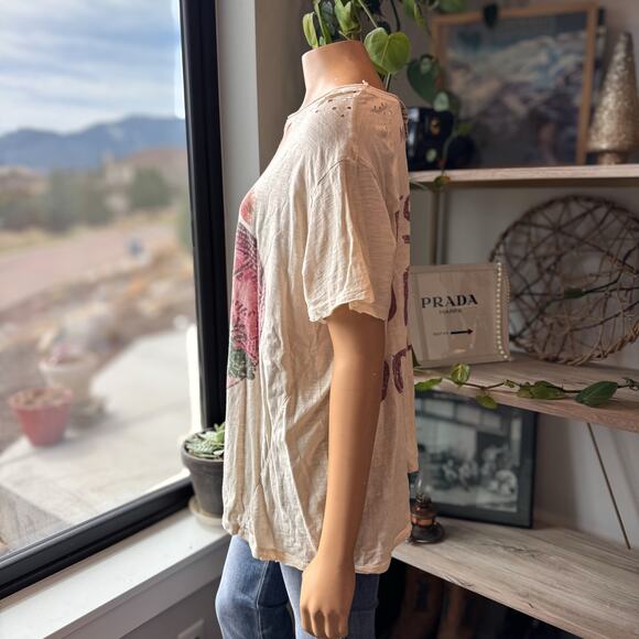 Magnolia Pearl Awaken Sleeping Heart Distressed Cotton Boyfriend Tee OS